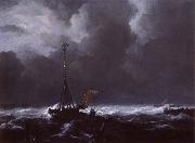 View of het lj on a stormy Day Jacob van Ruisdael